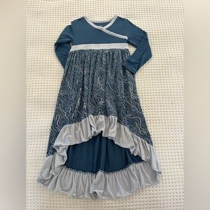 Kickee Pants || Soft High Low Blue Ruffle Dress